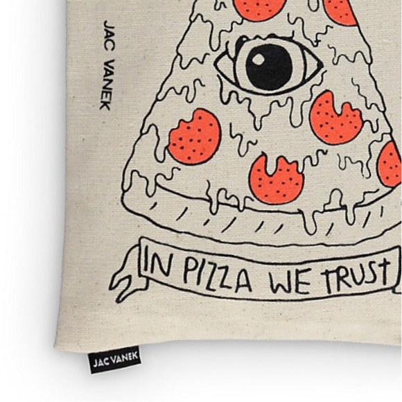 new Jac Vanek ★ In Pizza We Trust Pouch ★ Canvas - Picture 5 of 8